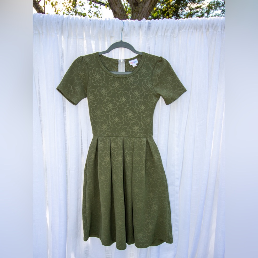 NWOT - Lularoe Amelia Dress - Olive Green - XXS - Has Pockets!